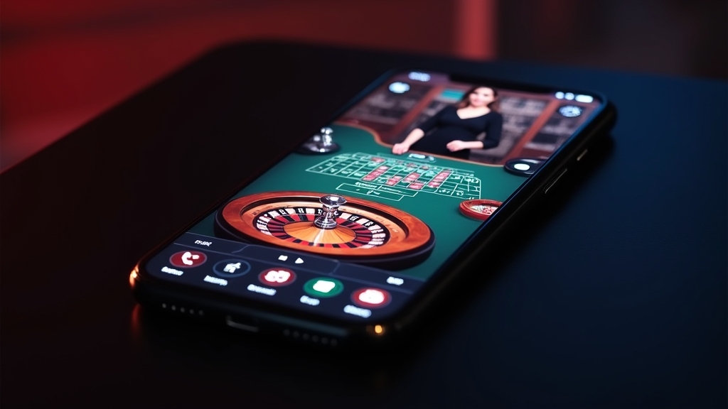 Smartphone showing a live casino dealer table with clear video and betting controls