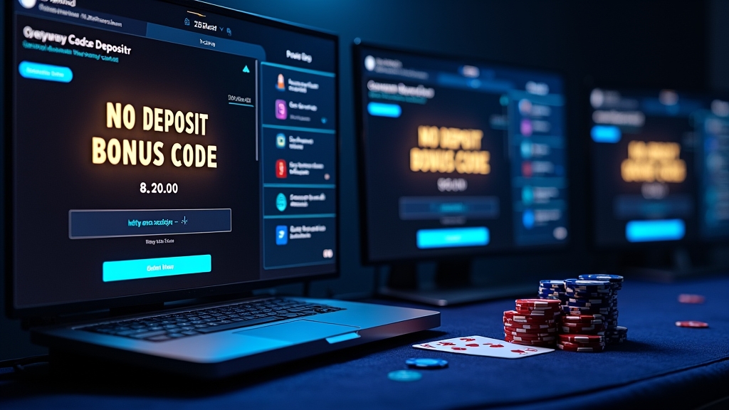 Casino cashier screen showing steps to redeem a no-deposit bonus code